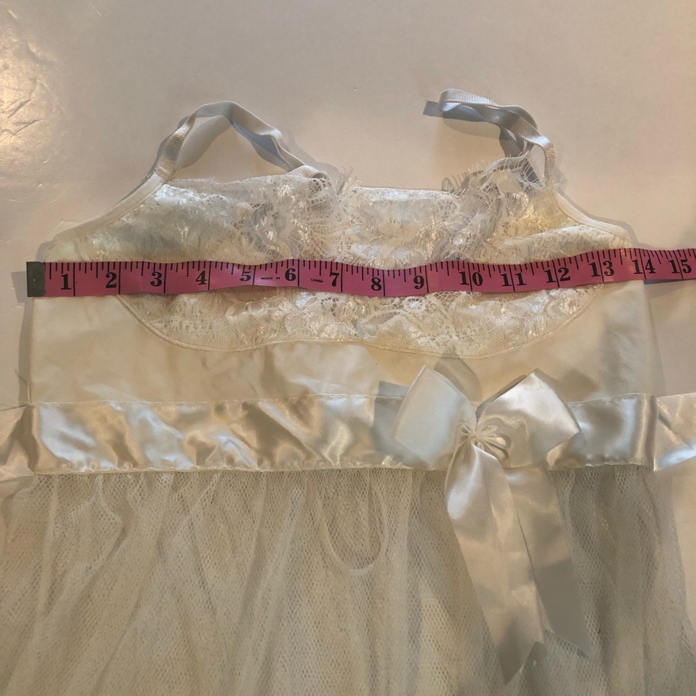 VINTAGE White Eyelash Lace Bow WEDDING NIGHTGOWN❤️ - Picture 11 of 13